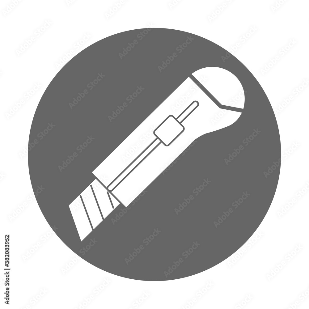 Simple illustration of paper stationery knife Cocept of work tools