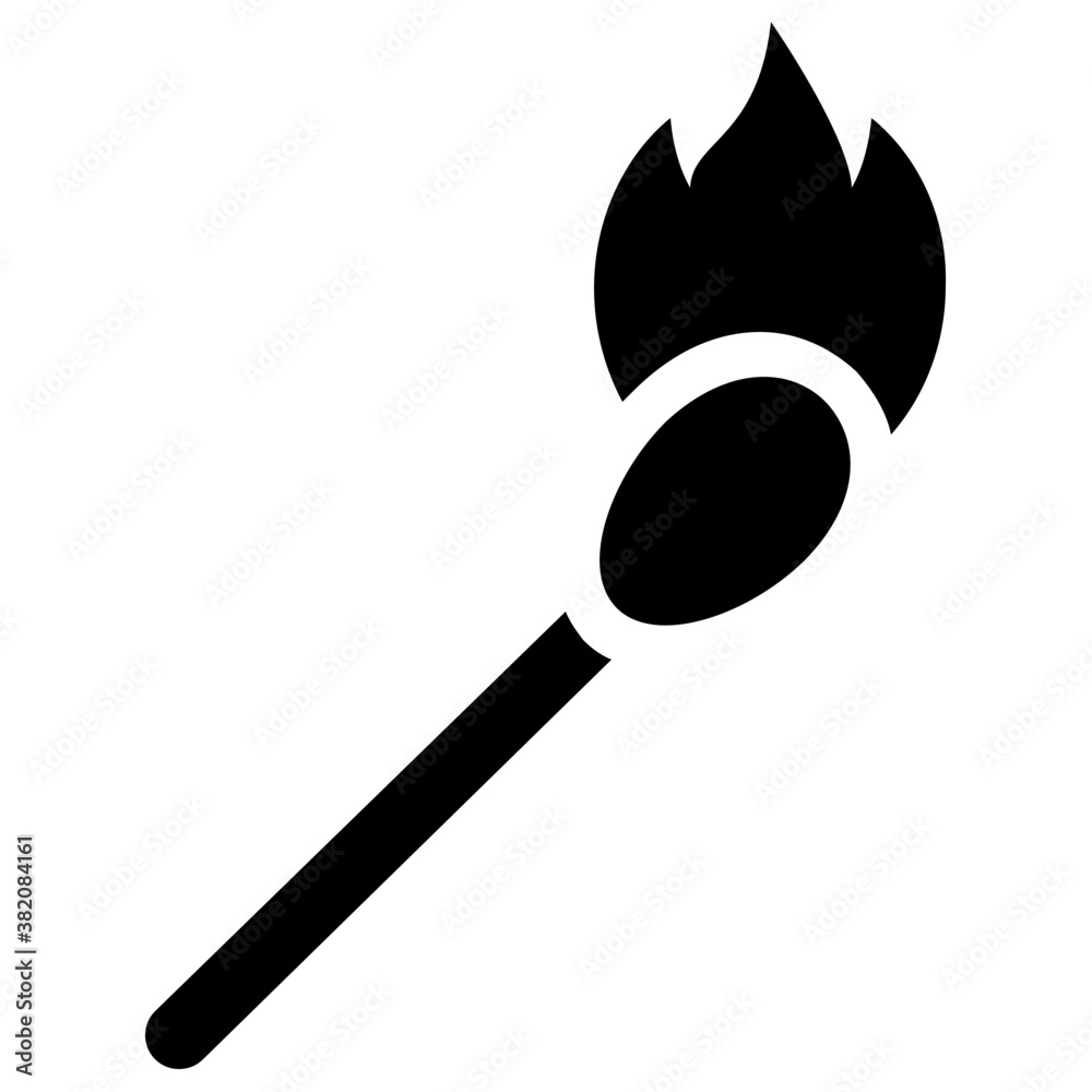 
An igniting fire on a stick depicting burning matchstick 
