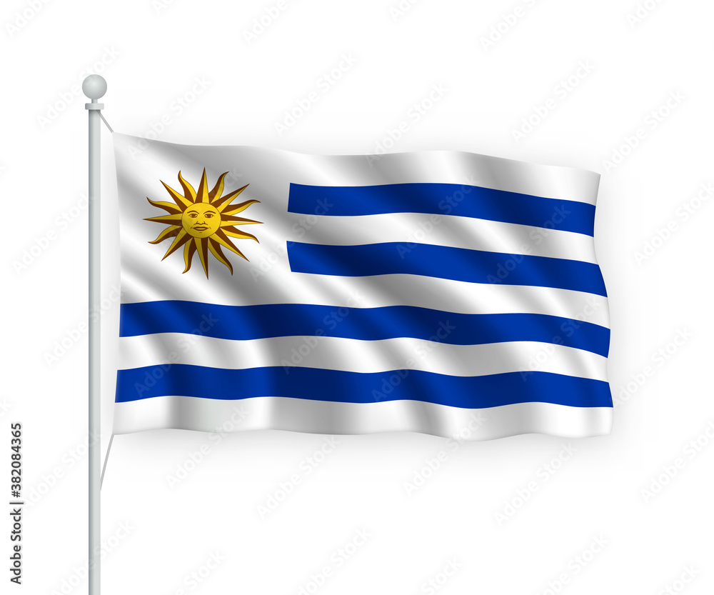 Fototapeta premium 3d waving flag Uruguay Isolated on white background.