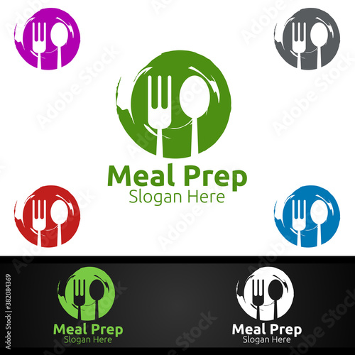 Meal Prep Healthy Food Logo for Restaurant, Cafe or Online Catering Delivery