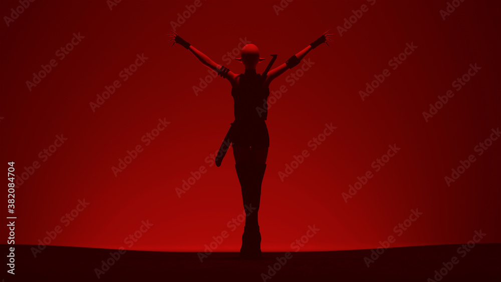 Red Demon Elf Imp Minion Helper at the Gates of Hell in Bodysock an Boots Standing 3d Illustration Red Demon Elf Imp Minion Helper at the Gates of Hell in Bodysock an Boots Standing 3d Illustration