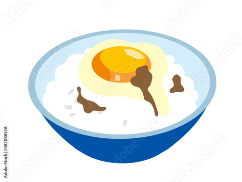 お茶碗に盛られた卵かけご飯