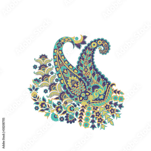 Paisley isolated. Card with paisley isolated for design. Paisley vector pattern.