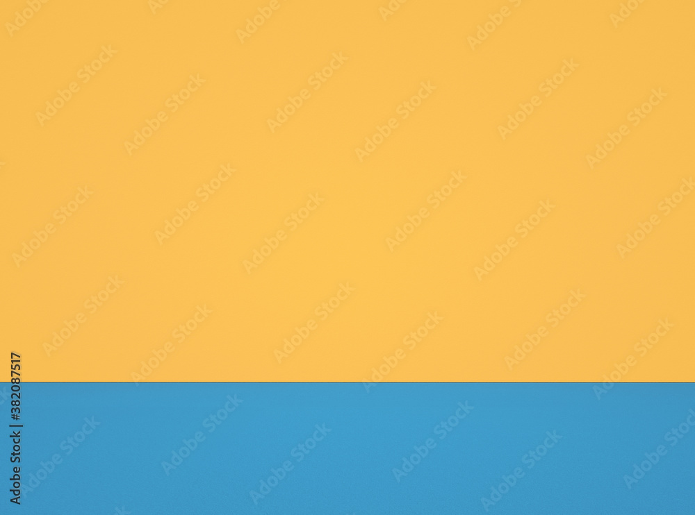 Abstract horizontally divided bi-color retro background. Pastel yellow and blue color.