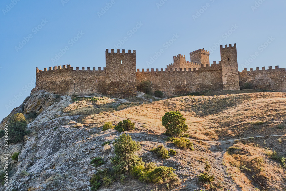 Medieval Genoese fortress in Sudak, Crimean peninsula.