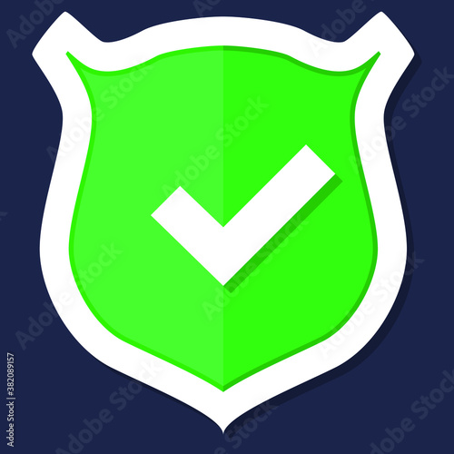 hield Icon in trendy flat style isolated,  Shield with a checkmark in the middle Protection icon concept web site design, logo, app, UI photo