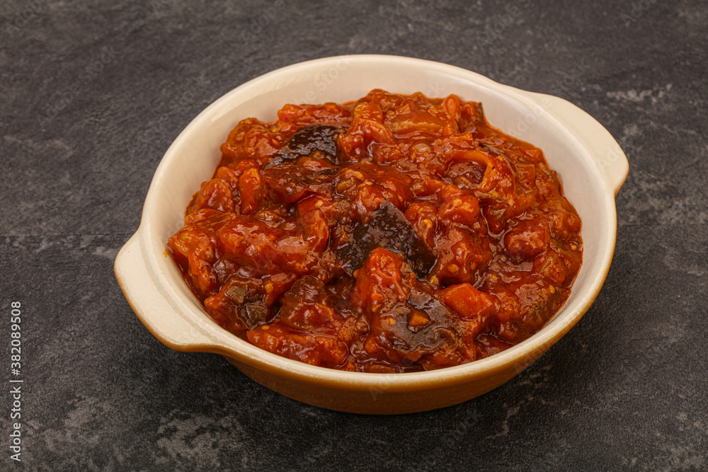 Eggplant saute with tomato and herbs Eggplant saute with tomato and herbs