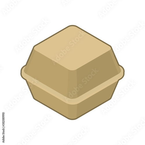 Empty take-out containers. Isometric colorful illustration.(テイクアウト用　フートパック)
