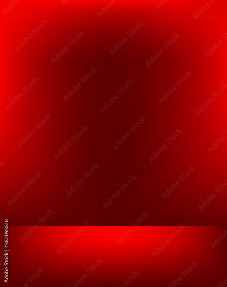 Empty red color studio room luxury background. Abstract gradient