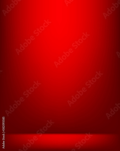 Empty red color studio room luxury background. Abstract gradient
