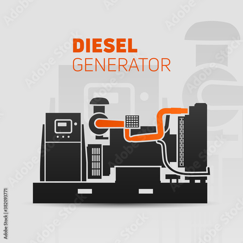 Diesel generator illustration template. Easy to edit, change size, color.