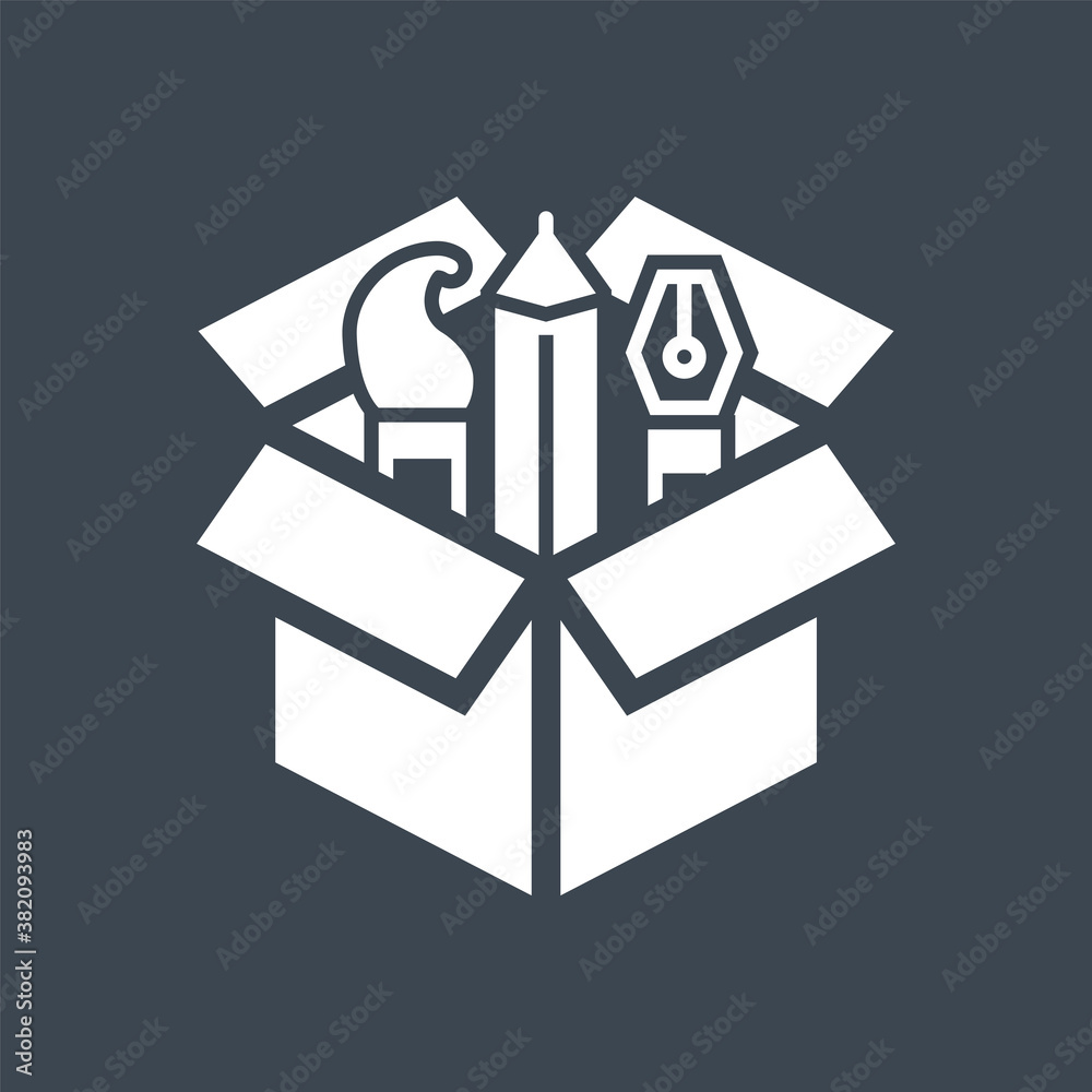 Creative Package Related Vector Glyph Icon. Isolated on Black Background. Vector Illustration. Creative Package Related Vector Glyph Icon. Isolated on Black Background. Vector Illustration.