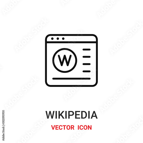 Wikipedia vector icon. Modern, simple flat vector illustration for website or mobile app.Wikiedia symbol, logo illustration. Pixel perfect vector graphics	 photo
