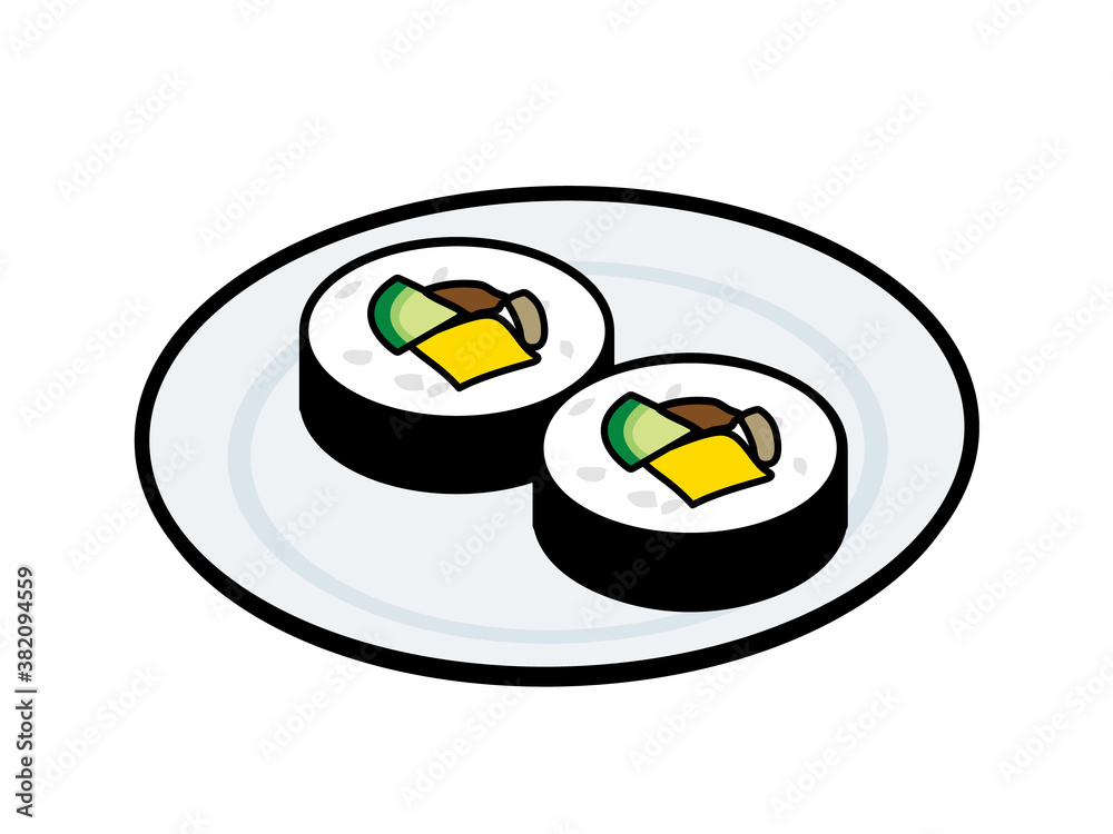 お皿に盛られた太巻寿司