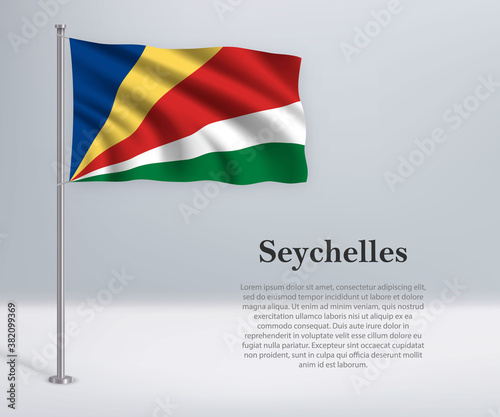 Waving flag of Seychelles on flagpole. Template for independence day Free Download Waving flag of Seychelles on flagpole. Template for independence day - GFXLoad