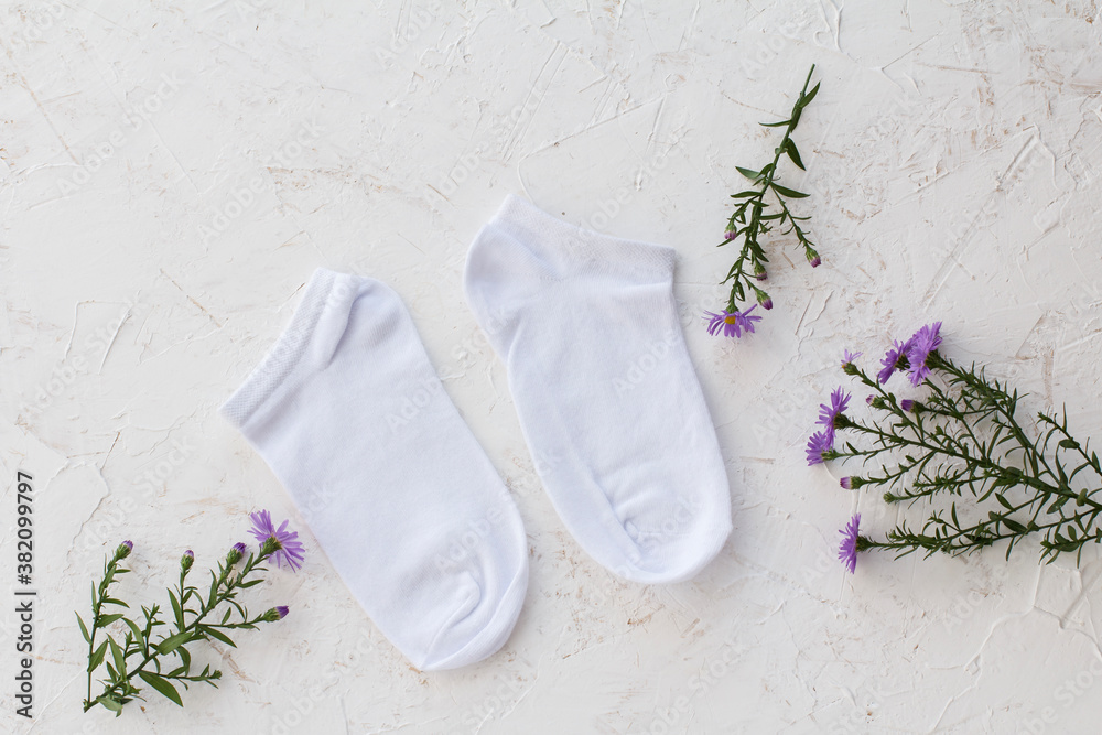 Pair of women socks on white background. Pair of women socks on white background.