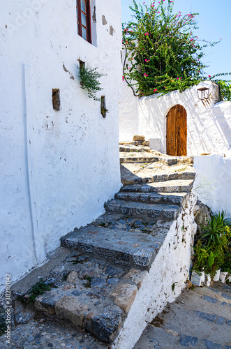 Exterior of old architecture building in Greeek island photo