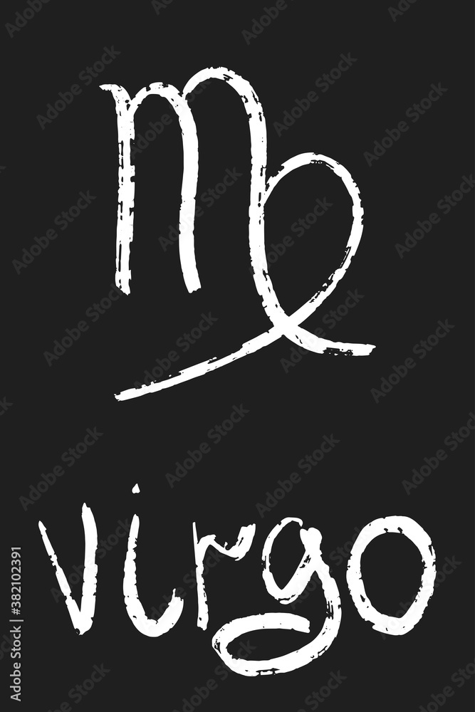 Virgo zodiac sign. Handwritten brush design vector illustration of a ...