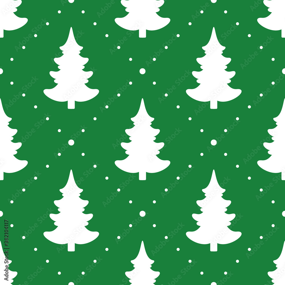 Seamless vector. Fir-tree background. Christmas tree motif. New Year wallpaper. Holidays ornament. Winter pine trees image. Xmas illustration. Pines pattern. Floral backdrop. Textile print design.
