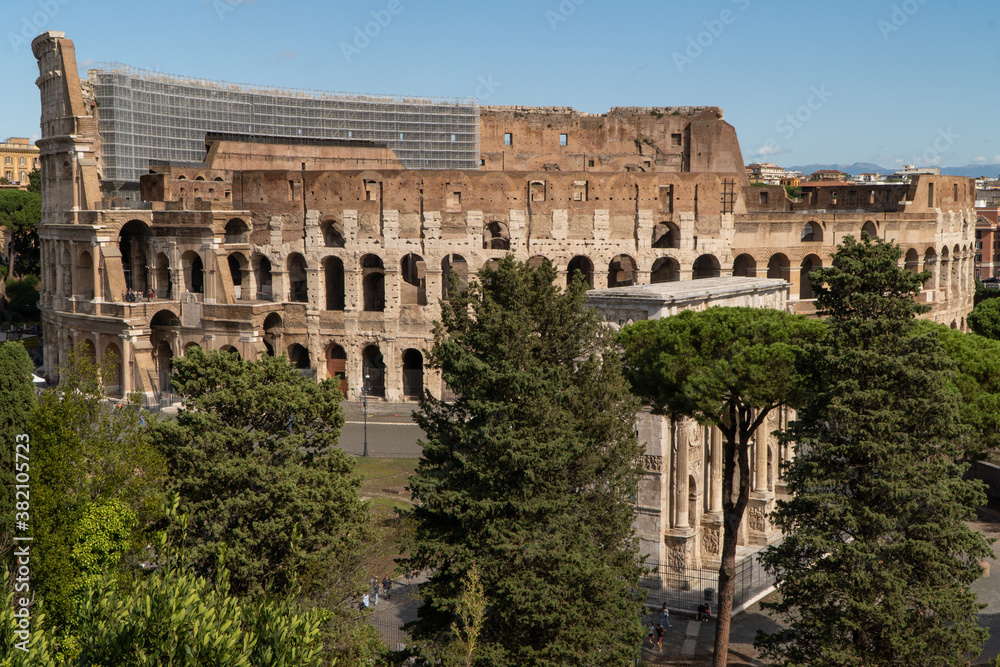 ROME, ITALY - 29 SEPTEMBER 2020: Photo of the Coliseum on the outside.