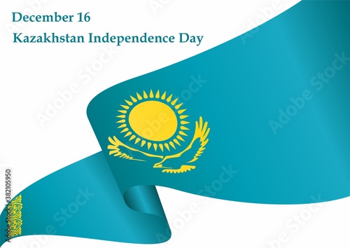 Flag of Kazakhstan, Republic of Kazakhstan. Bright, colorful vector illustration.