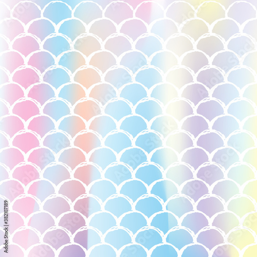 Mermaid scales background with holographic gradient.