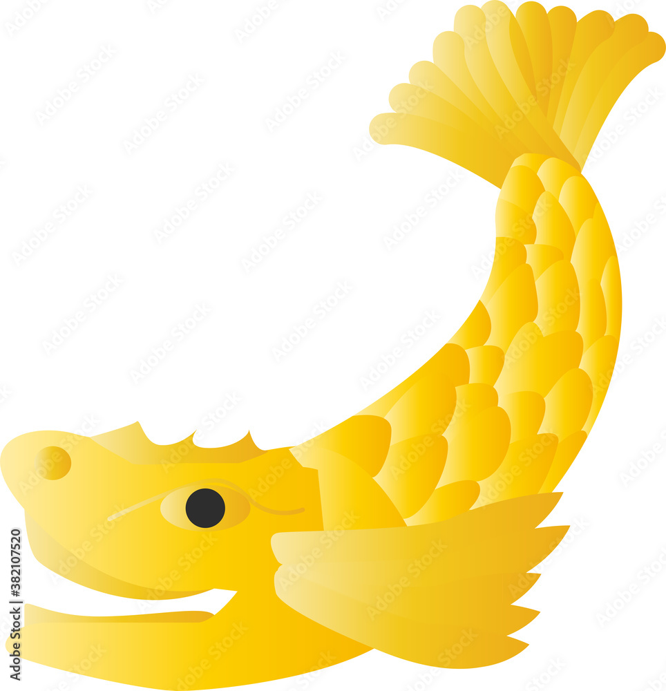 黄金に輝く可愛いシャチホコのイラスト Stock Vector Adobe Stock