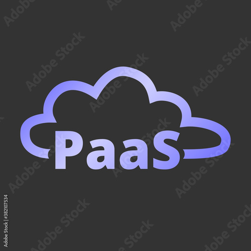 Platform as a service. PaaS technology icon, logo. Packaged software, decentralized application, cloud computing. Gear wheels. Application service. Vector illustration.