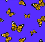 Abstract Colorful Random Butterflies Repeating Vector Pattern Isolated Background