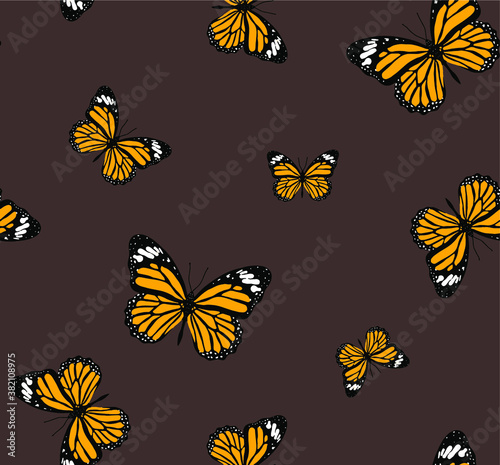 Abstract Colorful Random Butterflies Repeating Vector Pattern Isolated Background