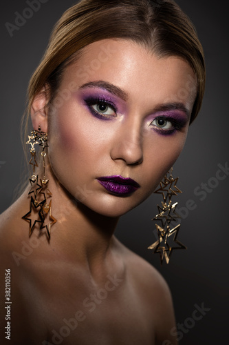 Portrait of a beautiful sexy girl with skillful makeup