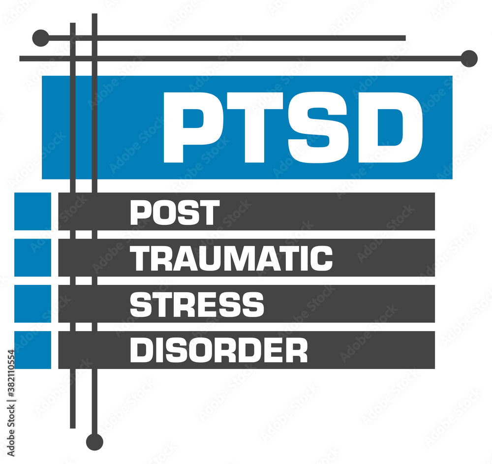 PTSD - Post Traumatic Stress Disorder Blue Grey Boxes Top Bottom Squares PTSD - Post Traumatic Stress Disorder Blue Grey Boxes Top Bottom Squares