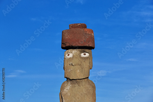 Rapa Nui. The statue Moai in Ahu Tahai on Easter Island, Chile