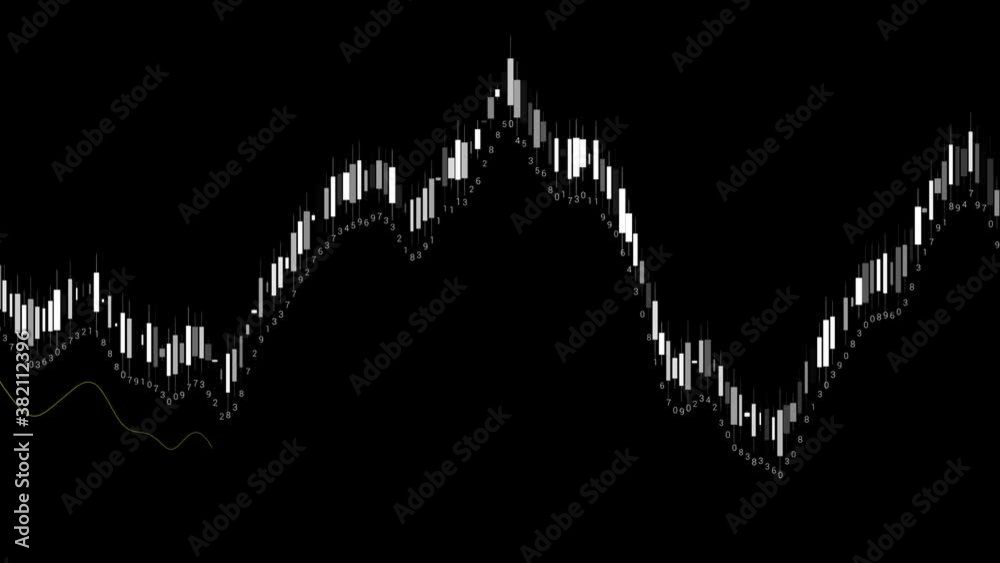 PNG Alpha.Candle stick chart in stock exchange market.Candlestick HUD.Quotes and index analysis. Business and marketing template.Graph and diagram.Red line follows diagramm.