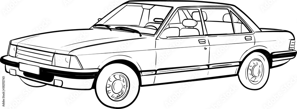 cartoon classic car sedan, car, cartoon car,car sketch
