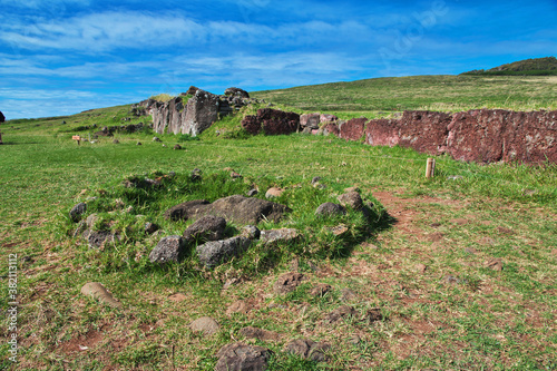 Rapa Nui. Ahu Vinapu park on Easter Island, Chile photo