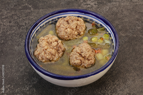 Soup with vegetables and meat balls