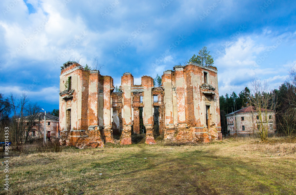 Petrovskoe-Alabino Estate - the ruins of an abandoned farmstead at the end of the 18th century, Moscow Region, Russia.	