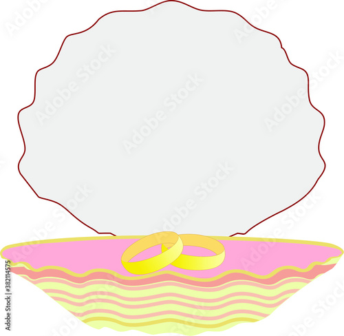 Ring in the shell on white background. VECTOR