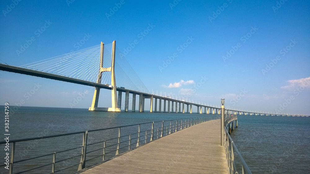 Vasco da Gama bridge over the river - Portugal 