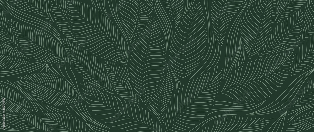 Tropical leaf Wallpaper, Luxury nature leaves pattern design, Golden banana  leaf line arts, Hand drawn outline design for fabric , print, cover, banner  and invitation, Vector illustration. Stock Vector | Adobe Stock