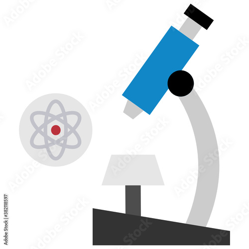 Microscope Vector Icon Design, Biological engineering and Biotechnology  instrument Symbol on White background, Exploration of Biomaterials Properties Device Concept, 