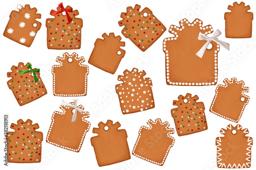 Christmas gift box cookies. Clip art set on white background.