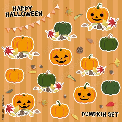 ハロウィンのかぼちゃセット　白フチ
