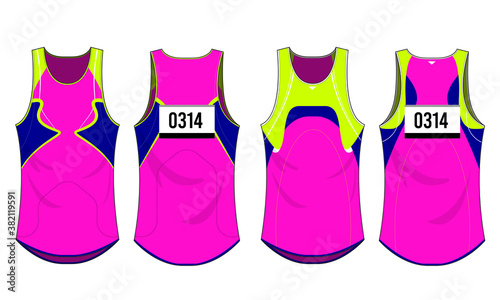 Singlet running sports design vector template