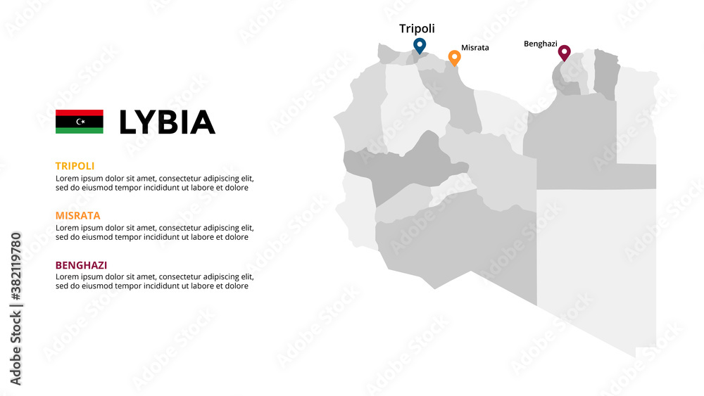 Lybia vector map infographic template. Slide presentation. Global business marketing concept. Color country. World transportation geography data. 