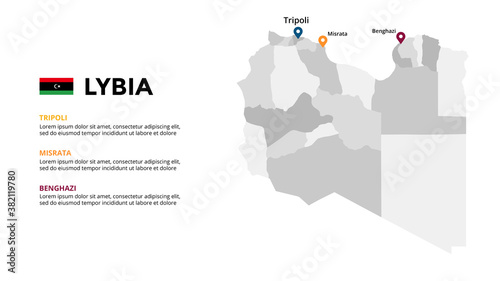Lybia vector map infographic template. Slide presentation. Global business marketing concept. Color country. World transportation geography data. 