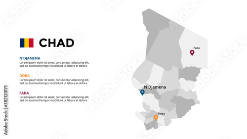 Chad vector map infographic template. Slide presentation. Global business marketing concept. Color country. World transportation geography data. 