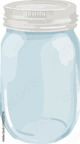 Glass transparent empty mason jar illustration vector element isolated on a white background