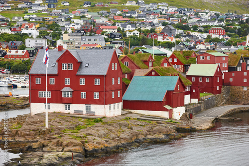 Feroe islands capital, Torshavn. Harbor and antique houses. Streymoy island photo